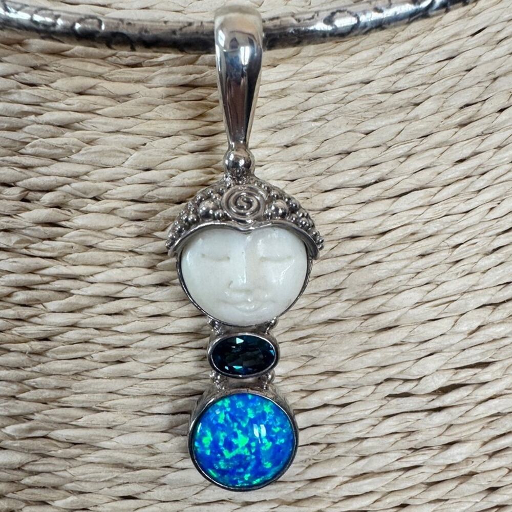 SAJEN Moon Goddess Opal Sterling Silver Pendant NWT